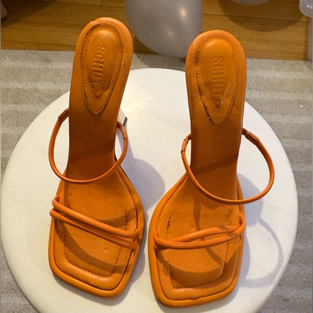 SCHUTZ Women's Bright Orange Strappy Heels